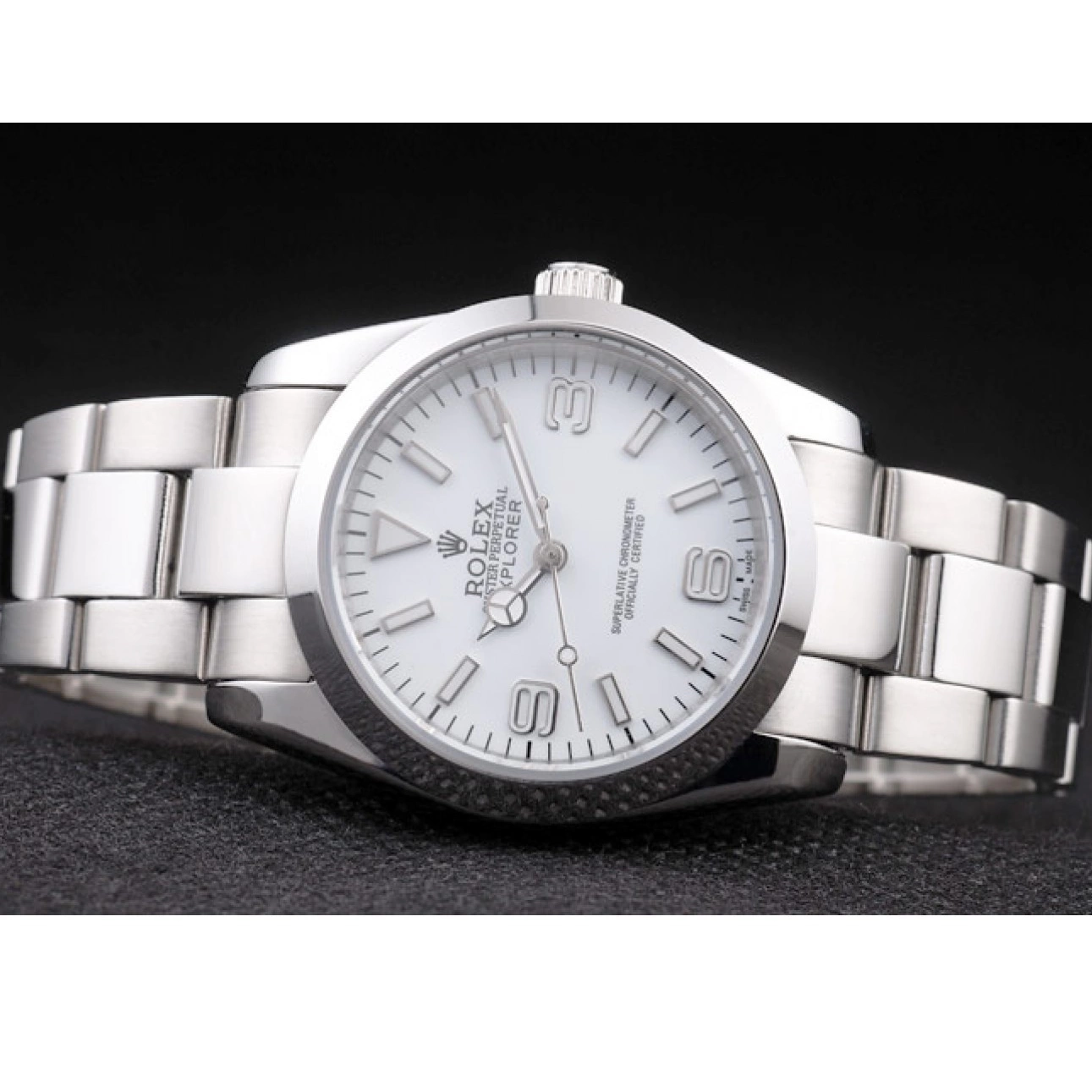 Aaa replica watch Steel 98086 Dial Stainless White Rolex Polished Explorer 0814